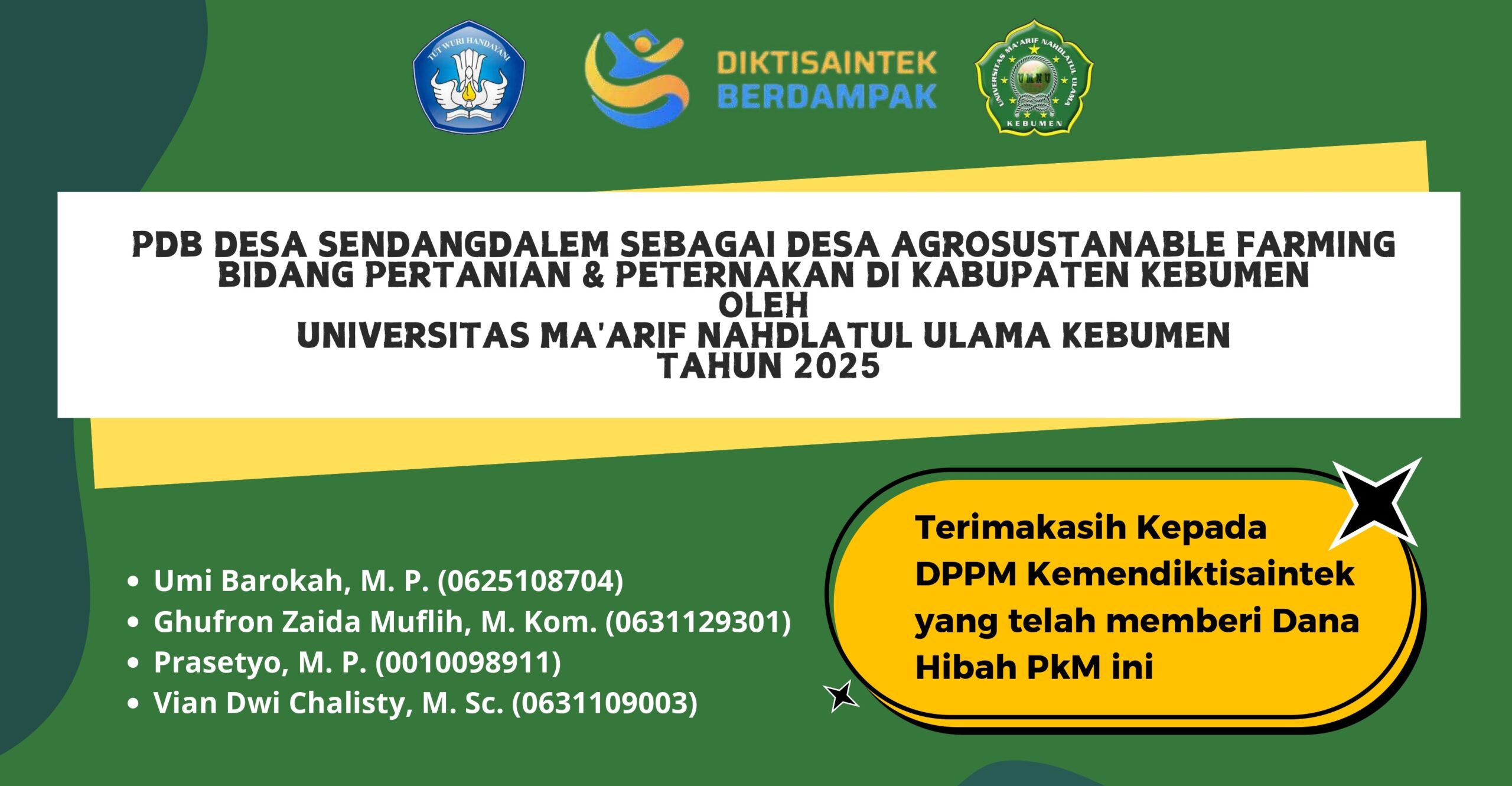 PDB Desa Sendangdalem sebagai Desa Agrosustanable Farming Bidang Pertanian dan Peternakan